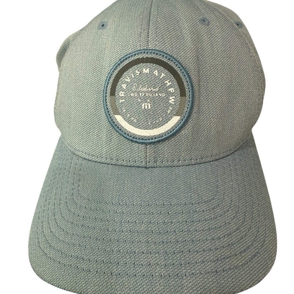Travis Mathew FlexFit Cotton Blend Golf Hat S-M Blue Cordevalle on the side l